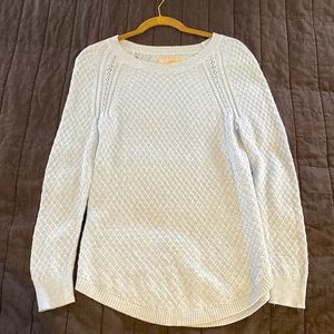 Loft Long Knit Crew Neck Sweater Light Blue XS